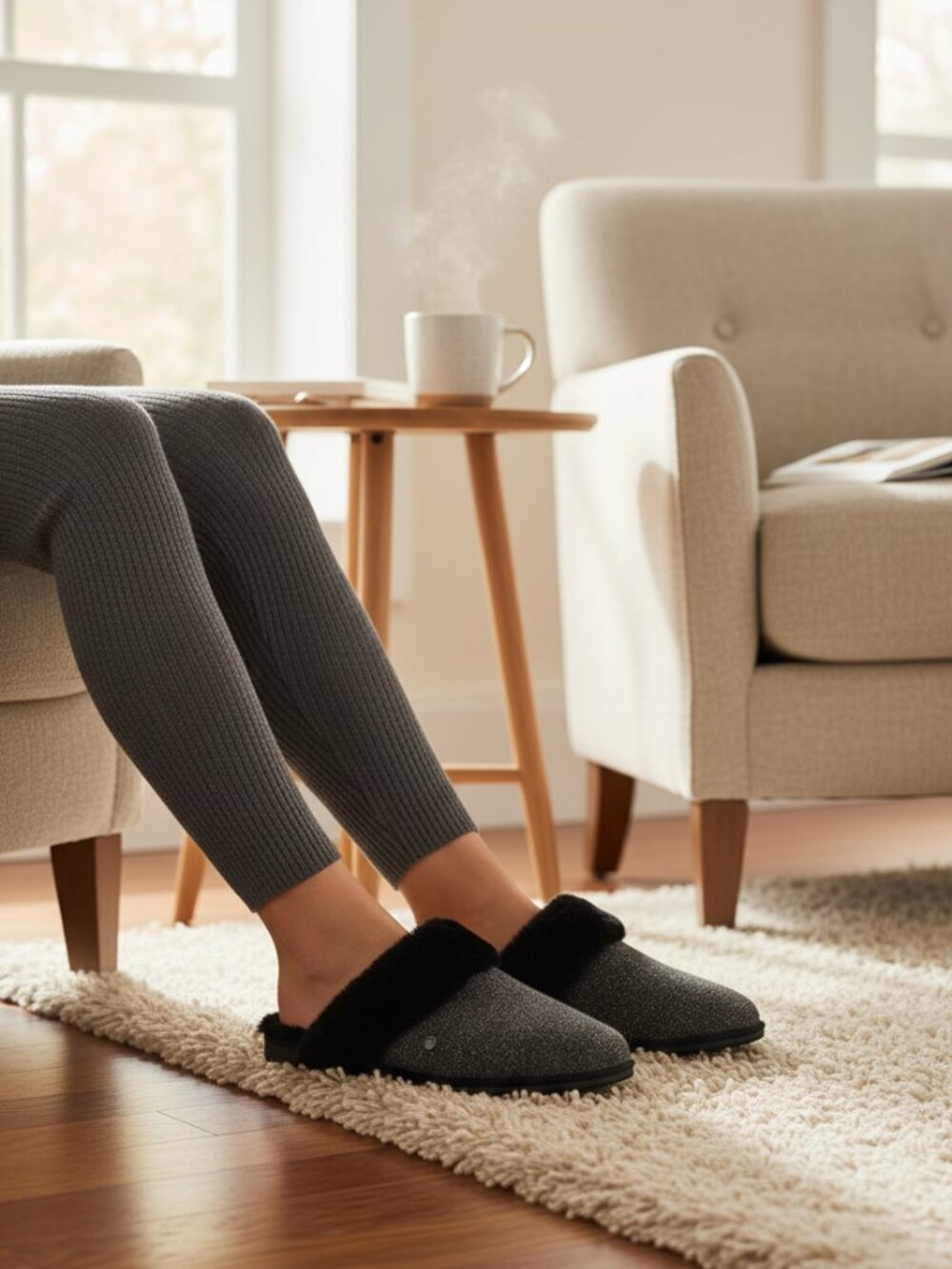 BEARPAW Women's Ladon Slipper Scuff Pewter Glitter Knit Size 10